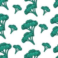 Bunches of green broccoli seamless pattern. Vector illustration in flat style. Vegetable print. Useful products