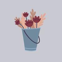 Flowers in the metal bucket vector