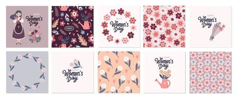 conjunto de tarjetas del día de la mujer vector
