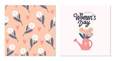 Woman's day pions cards vector