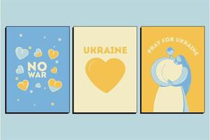 posters or cards of illustrations on the theme of peace in Ukraine vector