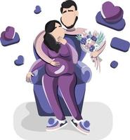 a pregnant woman together with a beloved man vector