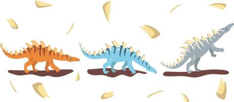 dinosaur moves in different poses vector