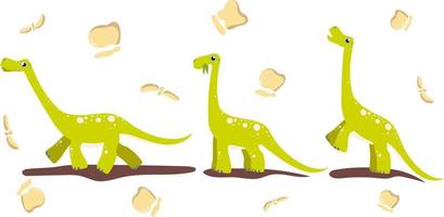 dinosaurio herbívoro se mueve en diferentes poses vector