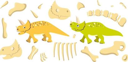 dinosaurio herbívoro se mueve en diferentes poses vector