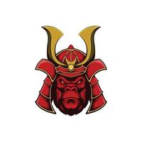 illustration of a gorilla design with a samurai helmet. vector