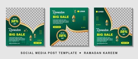 establecer la plantilla de promoción de banner cuadrado de venta de ramadán. adecuado para la promoción web y la publicación de plantillas de redes sociales para la tarjeta de felicitación ramadan kareem, evento, etc. ilustración vectorial. vector