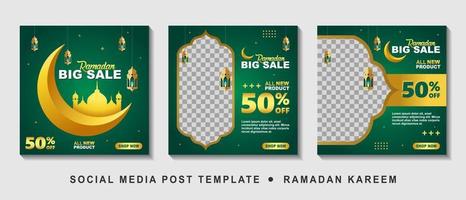 establecer plantilla de promoción de banner cuadrado de venta de ramadán. adecuado para la promoción web y la publicación de plantillas de redes sociales para la tarjeta de felicitación ramadan kareem, evento, etc. ilustración vectorial. vector