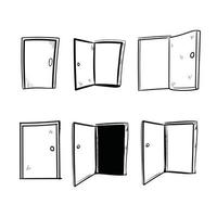 door art doodle set vector