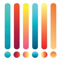 Beautiful gradient collection. multicolor green purple yellow orange pink cyan circle gradients, colorful soft round buttons vector set Premium Vector