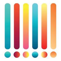 Beautiful gradient collection. multicolor green purple yellow orange pink cyan circle gradients, colorful soft round buttons vector set Premium Vector