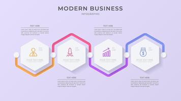 plantilla de vector de infografía 3d minimalista con pasos para el éxito. presentación con iconos de elementos de línea. el diseño de concepto de negocio se puede utilizar para diseño web, folleto, diagrama, gráfico o banner