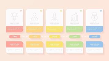 plantilla de vector de infografía 3d minimalista con pasos para el éxito. presentación con iconos de elementos de línea. el diseño de concepto de negocio se puede utilizar para diseño web, folleto, diagrama, gráfico o banner