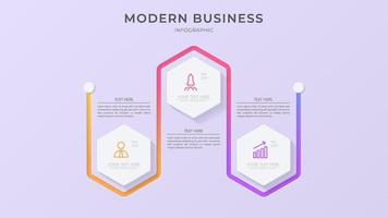 plantilla de vector de infografía 3d minimalista con pasos para el éxito. presentación con iconos de elementos de línea. el diseño de concepto de negocio se puede utilizar para diseño web, folleto, diagrama, gráfico o banner