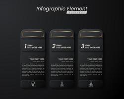 Dark gold elegant infographic 3d vector template with a steps for success. Presentation with line elements icons. Business concept design can be used for web, brochure, diagram, chart or banner layout