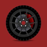 neumático de coche en vector, vistas laterales. neumáticos de vehículos vectoriales, borde de rueda envolvente de componente redondo, proporcionan tracción en la superficie. rueda de goma de transporte,