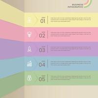 Business infographic thin line process with square and circle template design with icons and attractive color vector