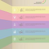 Business infographic thin line process with square and circle template design with icons and attractive color vector