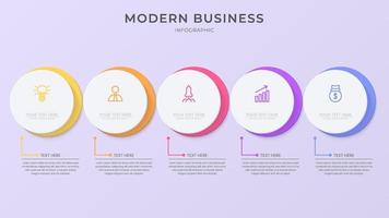 plantilla de vector de infografía 3d minimalista con pasos para el éxito. presentación con iconos de elementos de línea. el diseño de concepto de negocio se puede utilizar para diseño web, folleto, diagrama, gráfico o banner