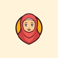 Headscarf girl mascot modern logo template vector