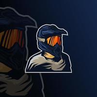 motocross helmet mascot logo vector