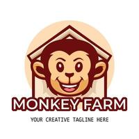 Cute monkey farm cartoon mascot logo template