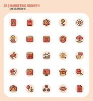 Marketing growth lineal color icon pack. vector, business and finance, growth, markerting, management, strategy, 25 color icon set. vector