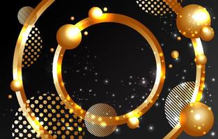 Abstract 3D  Black Gold Circle and Sphere Background vector