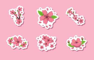 Sticker Cherry Blossom Set Collection vector