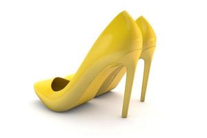 Heeled shoes. Elegant yellow women's shoes. 3d render photo
