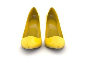 Elegant yellow women's shoes with white background. 3d render photo