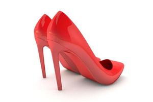 Heeled shoes. Elegant red women's shoes. 3d render photo