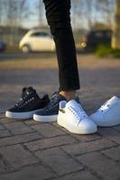 Group of shoes with girl. A street style in springtime photo