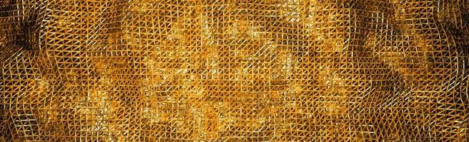 Abstract shinny golden wire net wave background for product presentation and brand luxury style. ,3D model and illustration. photo