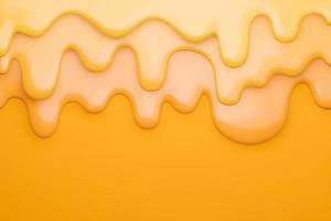 Cheese creamy liquid drips.,cheese melt on yellow background.,3d model and illustration. photo