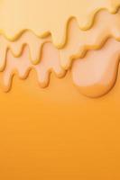 Cheese creamy liquid drips.,cheese melt on yellow background.,3d model and illustration. photo