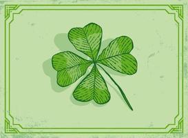 Vector vintage icon of clover with four leaf for Patrick's day.