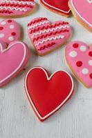 Group of Heart-shaped cookies with icing detail photo
