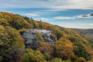 Coopers Rock state park overlook over the Cheat River in West Virginia with fall colors photo
