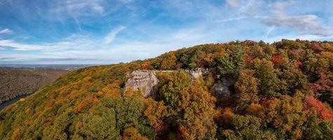 Coopers Rock state park overlook over the Cheat River in West Virginia with fall colors photo