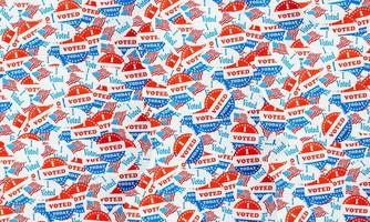 Background created from many election voting stickers or badges photo