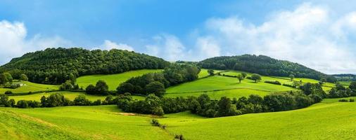 Panorama of welsh countryside near the border with England
