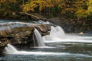 Cascades of the Valley Falls on a misty autumn day photo