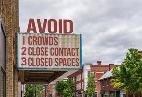 Movie cinema billboard with avoid the coronavirus or Covid-19 epidemic by avoid crowds, close contact and closed spaces photo