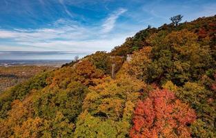 Coopers Rock state park overlook over the Cheat River in West Virginia with fall colors photo