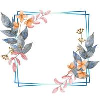 Floral frame, elegant illustration with flowers, leaves and branches used in various invitations, with space to put text. photo