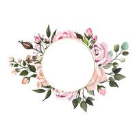 Floral frame, elegant illustration with flowers, leaves and branches used in various invitations, with space to put text. photo