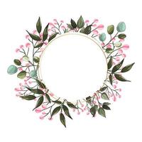 Floral frame, elegant illustration with flowers, leaves and branches used in various invitations, with space to put text. photo