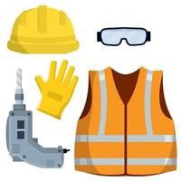 Clothing and tools the worker and Builder vector