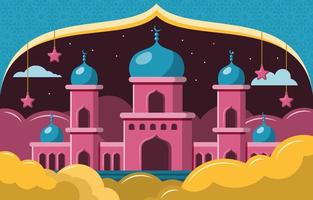 Modern and Pop Mosque and Cloud Concept vector